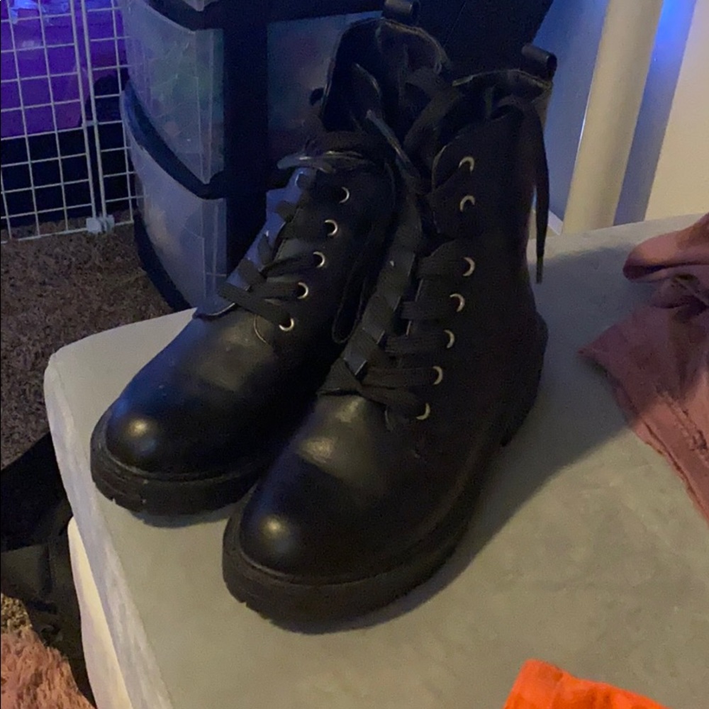 Black combat boots